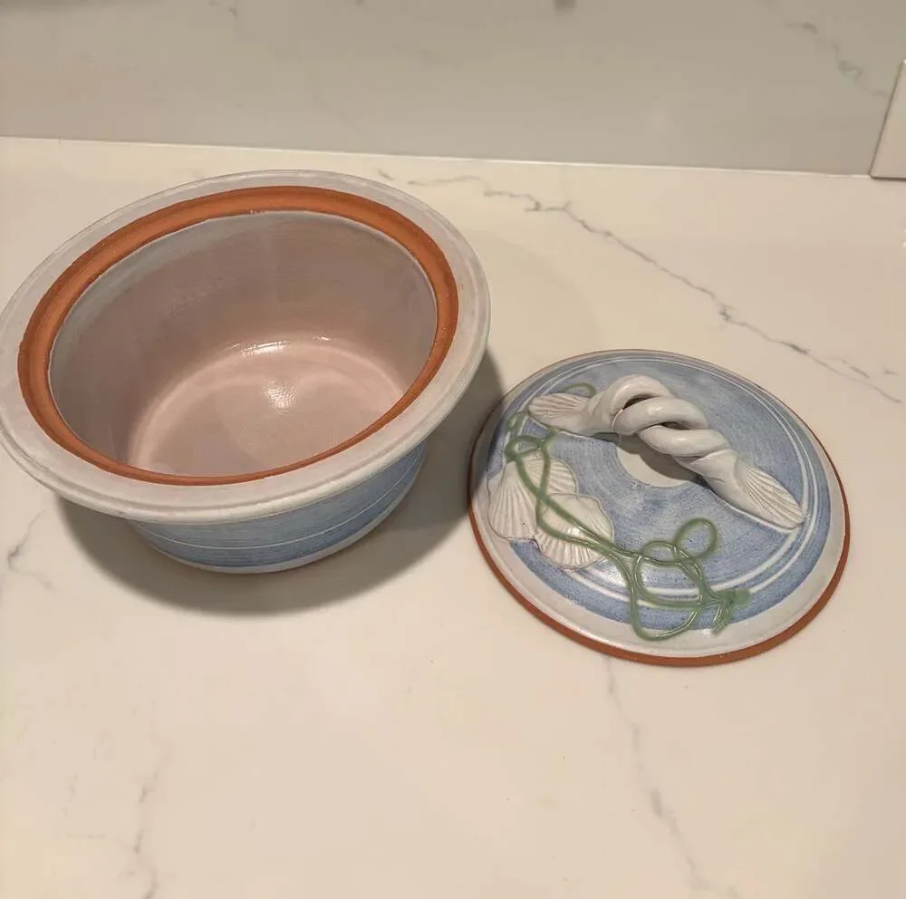 Mikael Carstanjen Studio Art Pottery Lidded Casserole Dish with Seashell Design